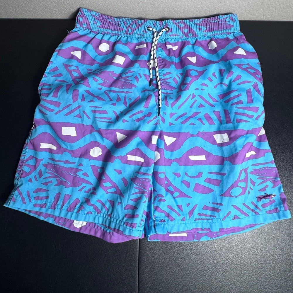Maui and Sons Mens Swim Trunks Blue Purple Geometric Tribal Surf Board Shorts L